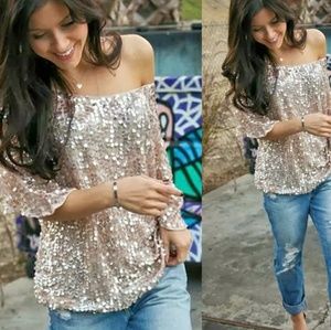Rose gold sequin top